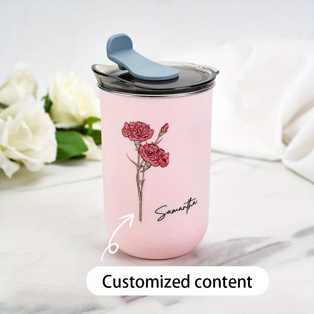 パーソナライズされた誕生花柄コーヒータンブラー、カスタムネー - Coffee Equipment With Name のレビューと価格